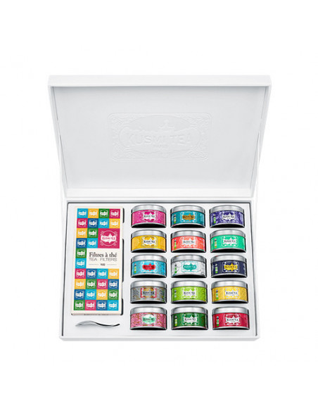 The Collection - Gift set with 15 organic mini-tins + 100 tea filters