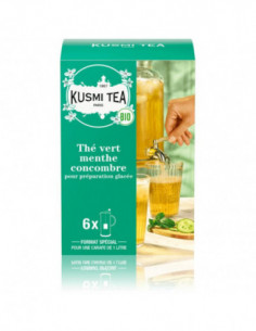 Organic Cucumber-mint green tea - Box 6 large tea bags for iced tea