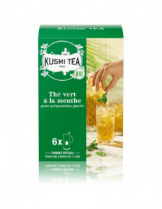 Organic Spearmint green tea - Box 6 large tea bags for iced tea